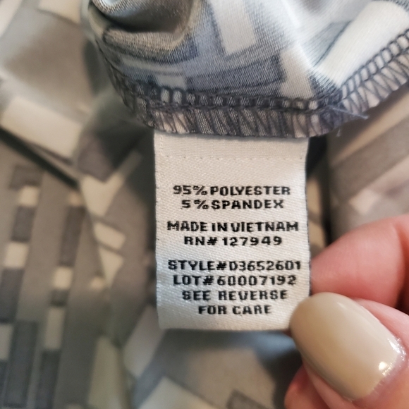 Emma & Michele Grey Tones Geometric Print Shirt Dress Size Large, Business - Picture 12 of 12